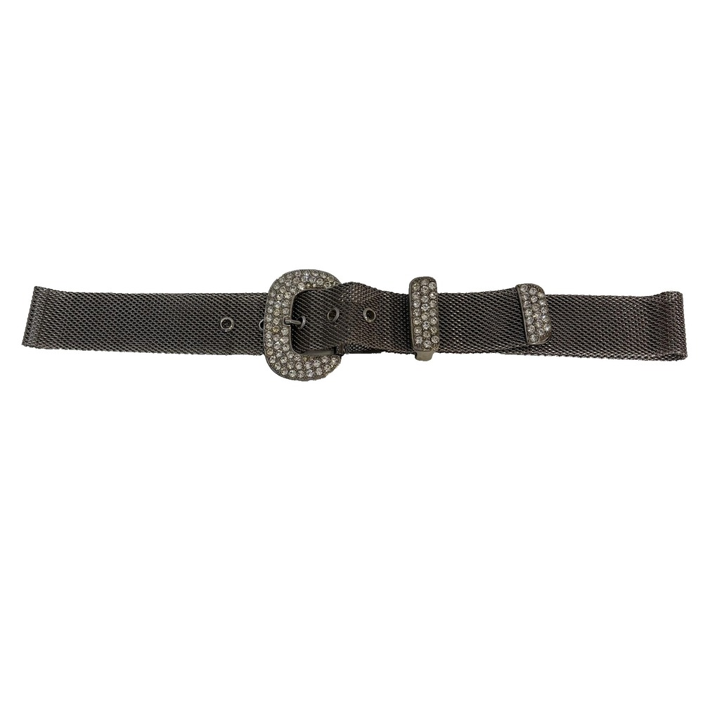 Silver Mesh Rhinestone Buckle Belt Womens 36 Waist Western‎ Bling Fashion